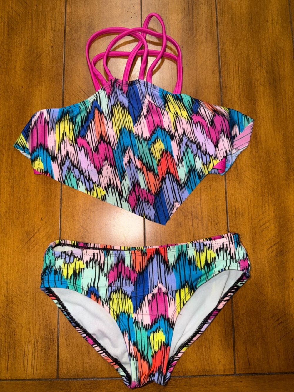 Girls' Multicolor Strappy Two-Piece Swim Set - Kids Swim